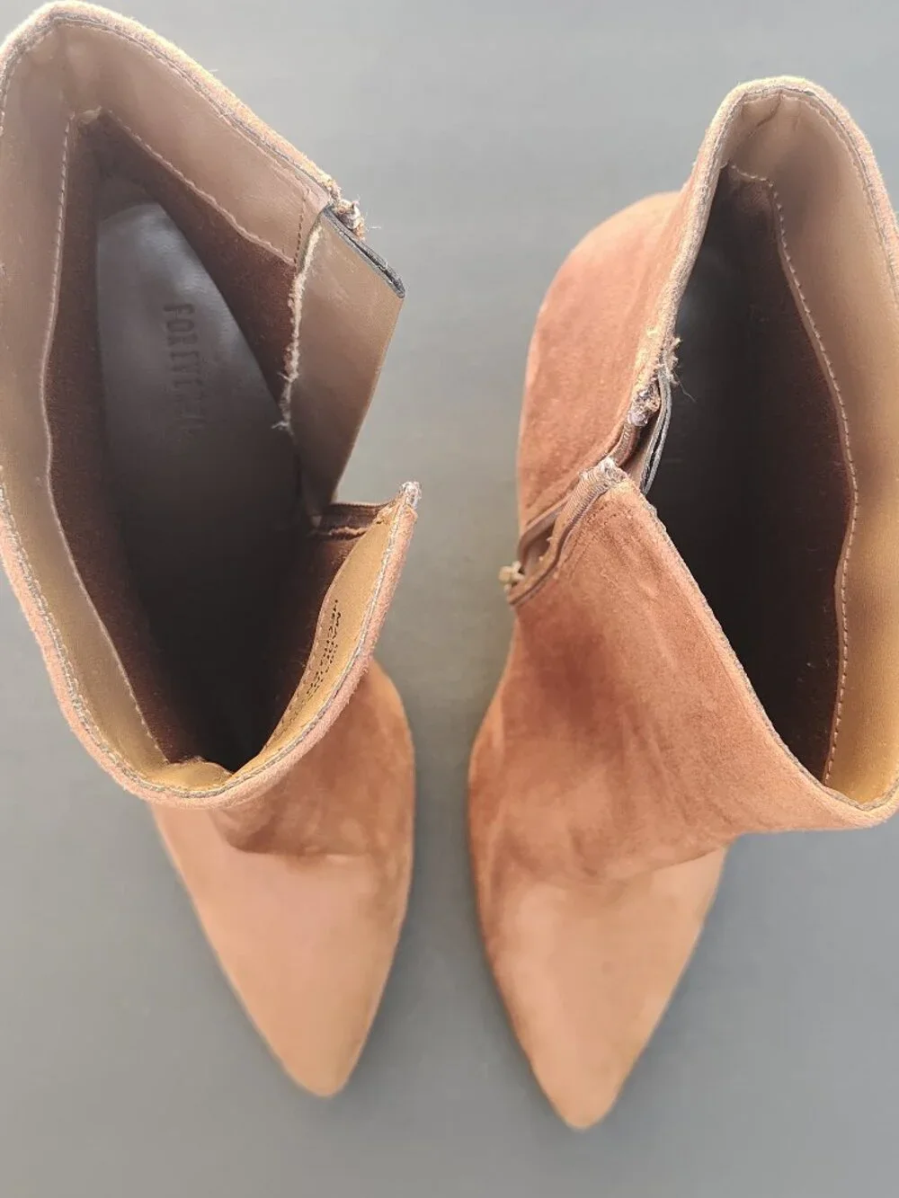 Women's suede brown high heels booties boots forever 21 size 7.5